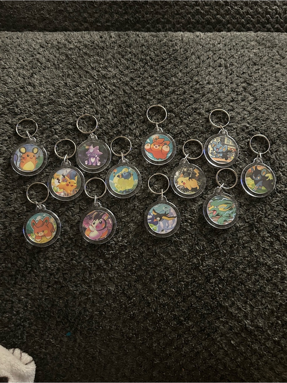 Hand Crafted clear acrylic Pokemon-style character keychain - multicolor